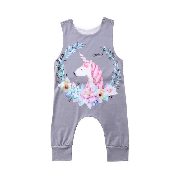 

newborn infant baby girl boy romper sleeve unicorn jumpsuit outfits sunsuit clothes, Blue