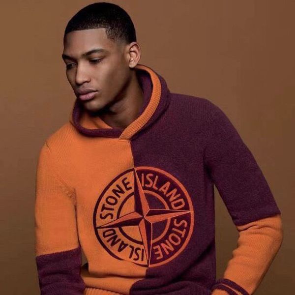 

luxury mens designer pullover stones islands fashion brand hoodies classic compass logo terry tide contrast color edition knitted sweaters, White;black