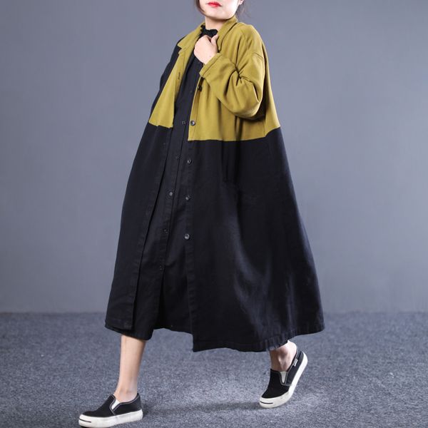 

ewq] 2019 вена нова мода женка одежда  длиннм Ѭђкавом пл ѬазмеѬ веѬовка воб, Tan;black