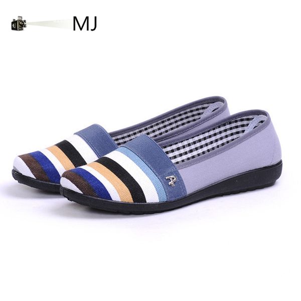 

women's canvas striped flat shoes small wasp slippers deep sea blue fish casual shoes linen red flamingo women's, Black