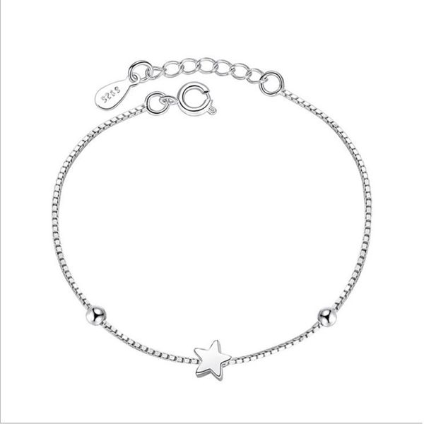 

925 sterling silver chain bracelet women minimalist star charm bracelets female sterling silver jewelry 2020 sy434, Golden;silver