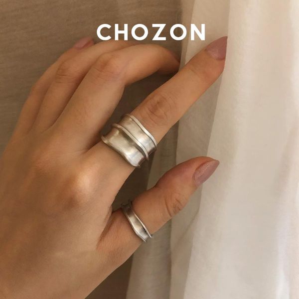 

recommended ~ south korea dongdaemun ins retro retro dull polish matte 925 sterling wide ring women's adjustable rings, Golden;silver