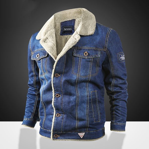 

jeans jacket men's street wear casual autumn winter long sleeve teddy bear plush denim jacket men chaquetas mujer 2019 outwear, Black;brown