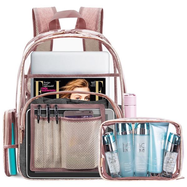 rose gold clear backpack