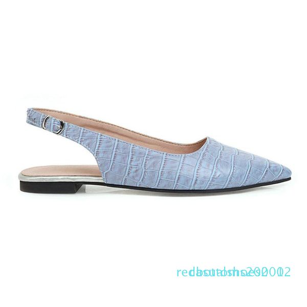 

qutaa 2020 back strap slingback buckle summer women flats shoes pointed toe pu leather comfort ladies sandals big size 34-43 r02, Black