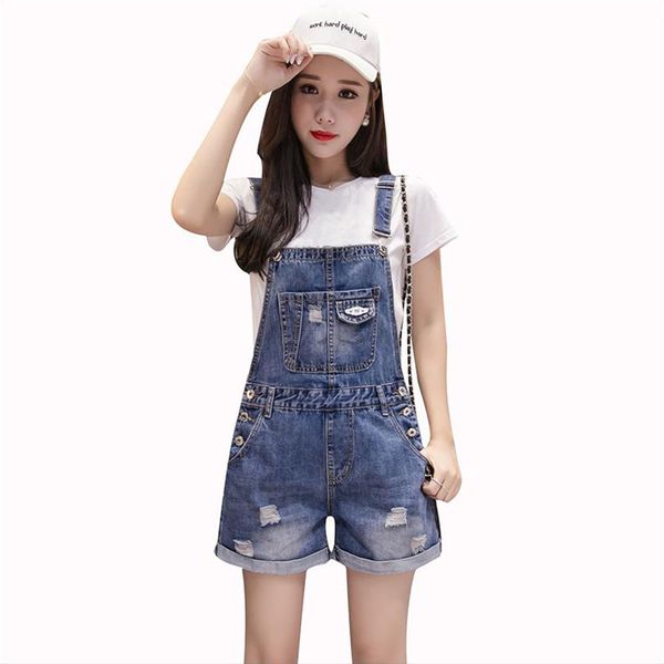 

denim fabric destroy wash rompers summer overalls women playsuits suspenders shorts jeans women overalls summer rompers hole, Black;white