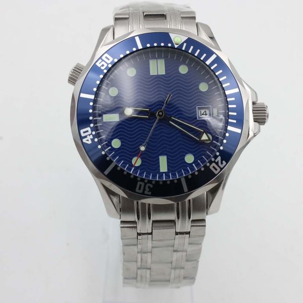 

omeg co-axial james bond 007 automatic mechanical outdoor mens watches watch blue dial with stainless steel bracelet rotatable bezel case, Slivery;brown