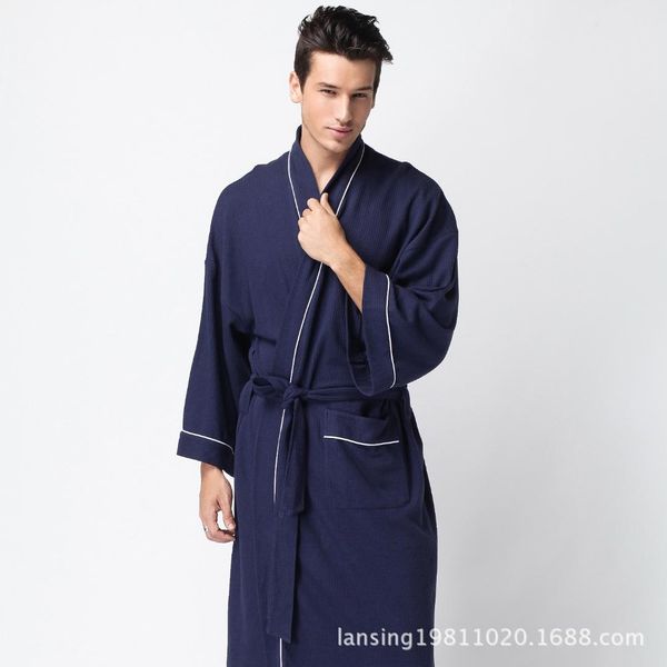 

solid color bathrobe for shower 2018 autumn sleeping robe for men cotton dressing gown man bathrobe 1275, Black;brown