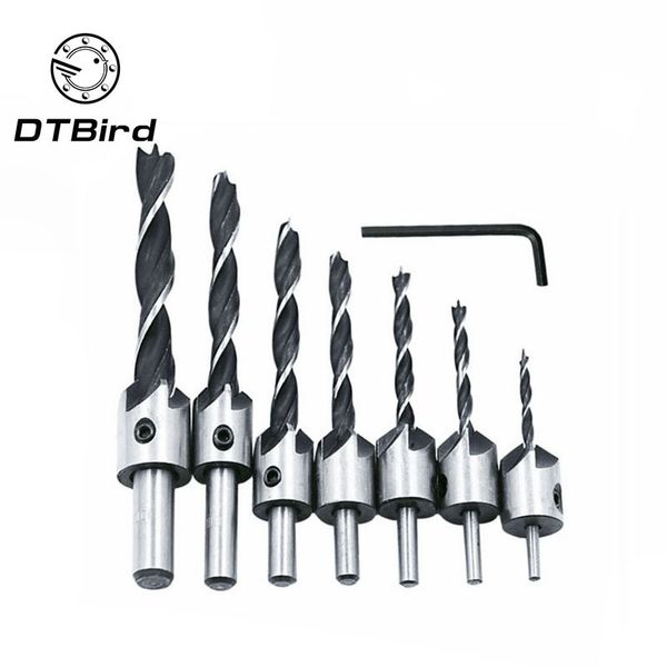 

7pcs 5 flute countersink drills bit hss drill bits reamer set for woodworking chamfer 3-10mm dt6