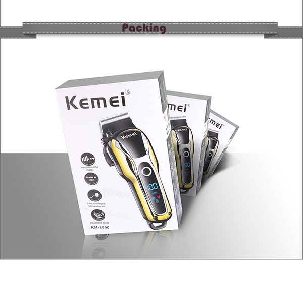 

kemei electric hair trimmer km-1990 electric hair clipper oil head haircut beard trimmer adjustable blade rechargeable lcd vujbl