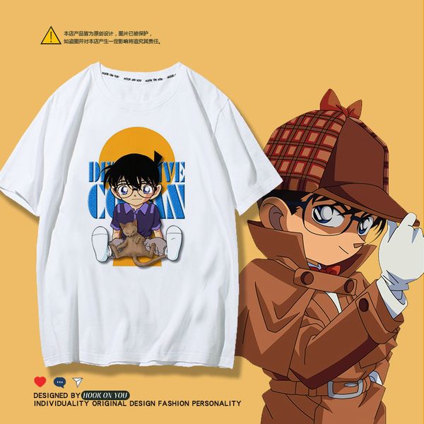 

name detective conan short sleeve male t white cane new one printing men and women short sleeve t shirt clothes jacket, White;black