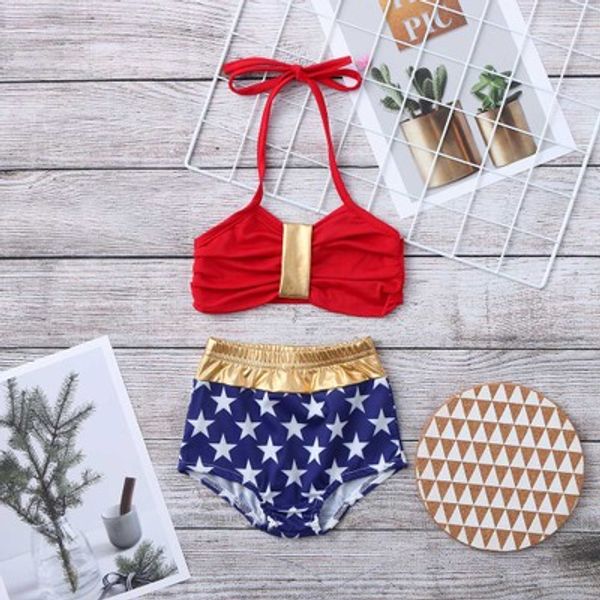 

kids designer clothing girls swimwear summer fashion children swimming suits soft comfortable breathable two pieces set, Blue