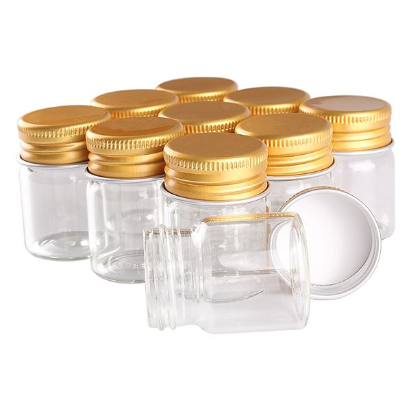 24 peças 15ml 30 * Bottles 40 milímetros de vidro com alumínio dourado Caps frascos de vidro frascos de vidro para presente de casamento Crafts