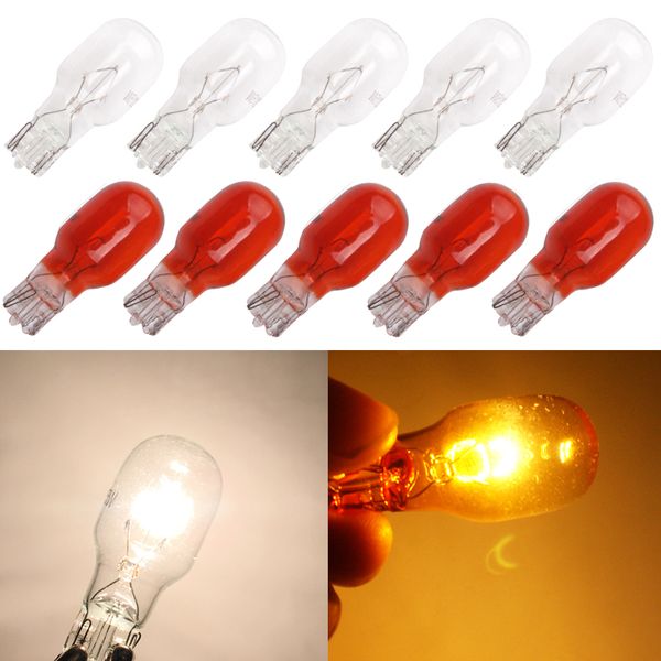 

10pcs clear glass warm white amber t15 w16w halogen lamp 12v 18w interior light clearance light halogen bulbs automotive