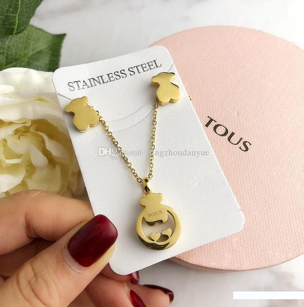 

fashion new wild personality earrings necklace bear gift ladies jewelry accessories, Gray