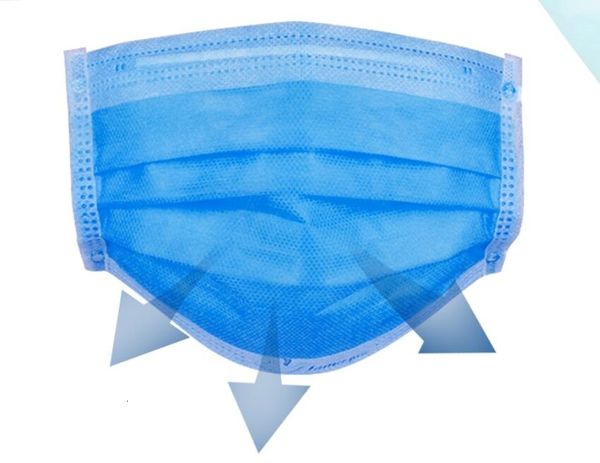 

dhl ship 500 1pcs mask blue 3 layer non woven dustthickened mouthfeatures 21yy
