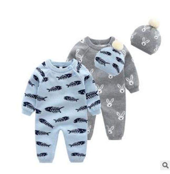 

brand baby boys girls rompers designer kids long sleeve knitted jumpsuits infant war horse cotton romper boy clothing ing, Blue