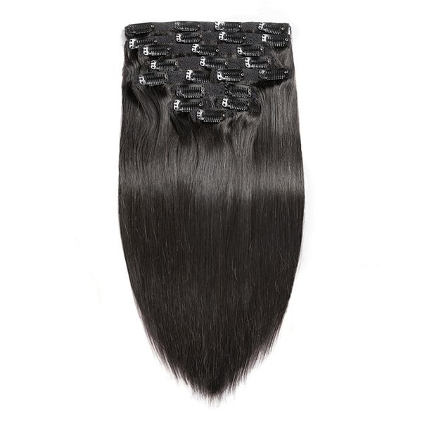 9A Clip per capelli lisci vergini indiani malesi peruviani brasiliani nelle estensioni dei capelli umani Colore naturale 7 pezzi Colore naturale Candeggina Bionda 613