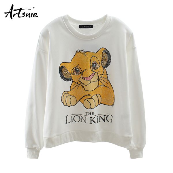 

artsnie cartoon print women sweatshirt winter 2019 o neck long sleeve pullover streetwear casual knitted sweatshirts female, Black