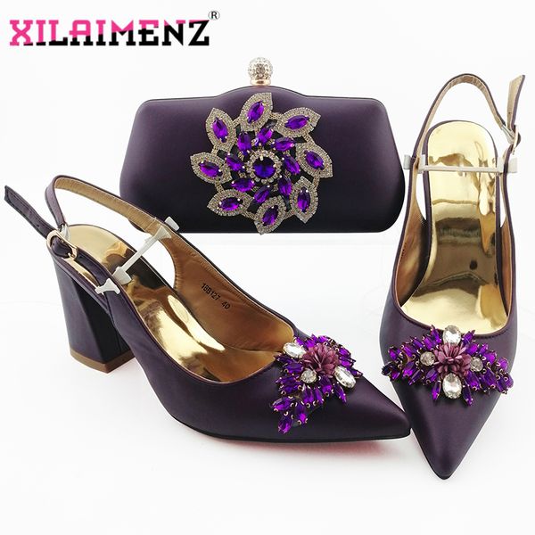 

2019 super high heels italian shoes with matching bags set nigerian women's party shoes and bag sets royal purple color, Black