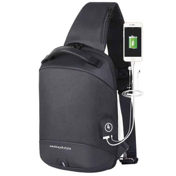 

men's fashion breast package usb interface tide male shoulder shoulder bag running bag hand oxford single