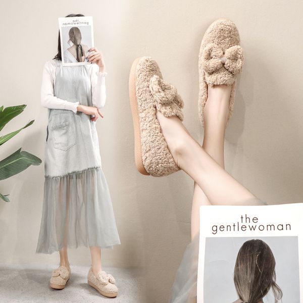 

casual woman shoe slip on shoes for women round toe female footwear women's moccasins loafers fur slip-on dress winter big size, Black