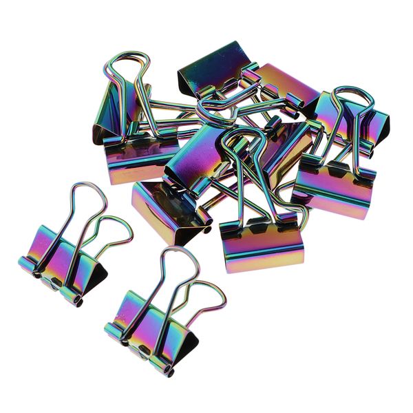 

12x metal foldback binder clips stationary paper clips