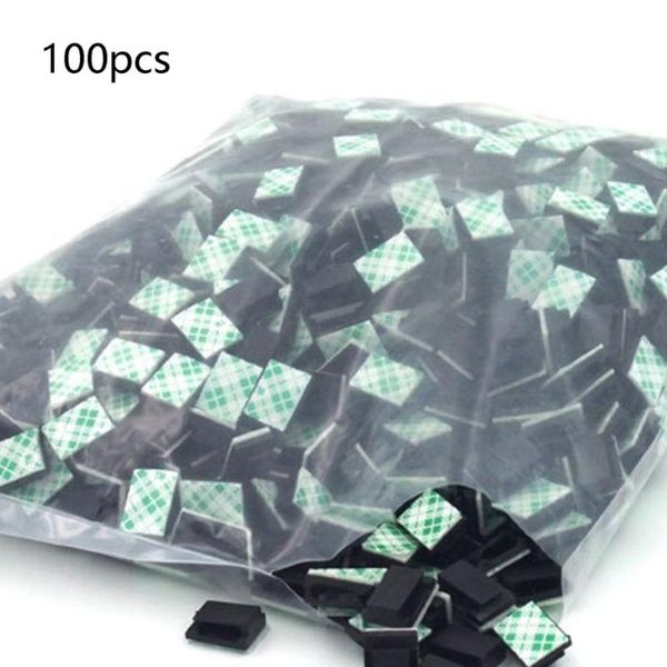 

100pcs/lot management desk wall cord clamps adhesive car cable clips flat cable winder drop wire tie fixer holder