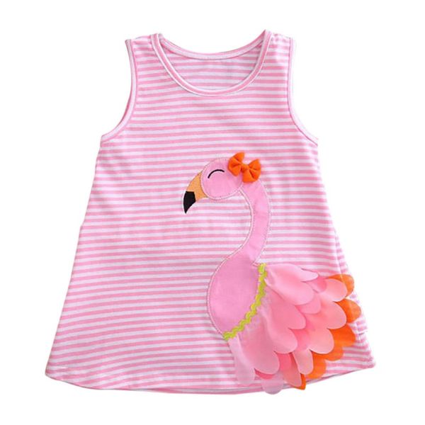 

2020 новое лето вскользь девочки немного swan нашивки печати платье хлопка детей малышей рукавов принцессы pageant сарафан, Red;yellow