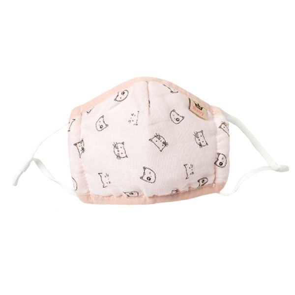 

baby cartoon face mask anti-dust mouth mask earloop washable light pink