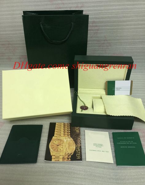 

luxury green watch original wooden box papers card gift wristwatches boxes handbag 185mm*134mm*84mm 0.7kg for 116610 126710 116500 watch, Black;blue