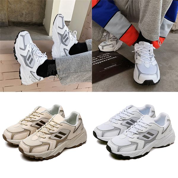 

2020 mens womens leather sneakers mesh outdoor sports running shoes wear resistant khaki ivory trainers eur 36-44 made in china homemade