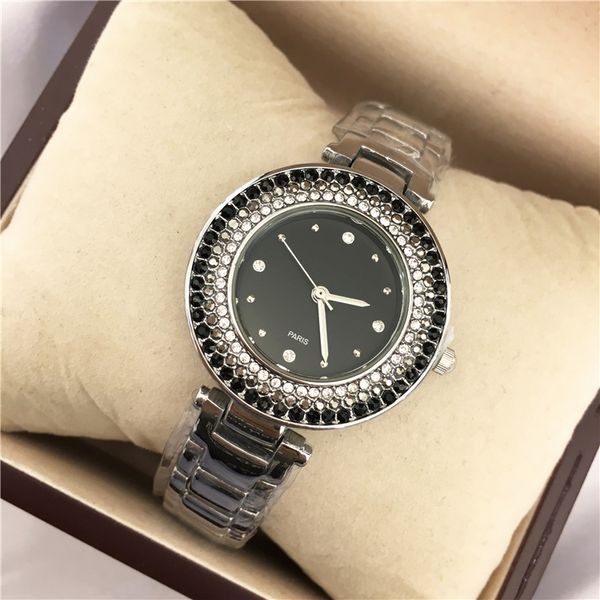 

fashion brand women watch nice shine diamond lady quartz relojes de marca mujer lady dress watch stainless steel drop shipping party, Slivery;brown
