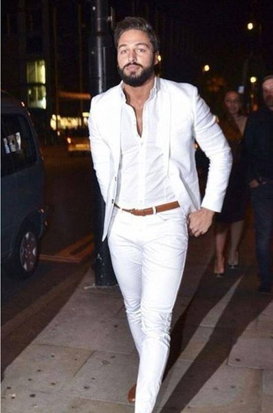 

treet fashion white men suit casual slim fit suit 2 pieces tuxedo custom blazer office men workr prom suits (jacket+pants, White;black