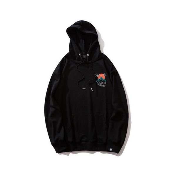 

2019 fashion stylist style hoodies 19fw women/men wave whale printing hooded sweatshirts hip hop china style brand sweatshirts, Black