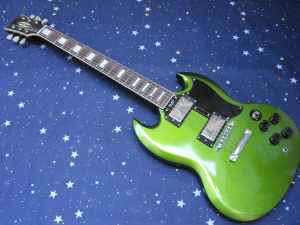 

6 string guitar green one-piece set neck g sg mahogany body electric guitar