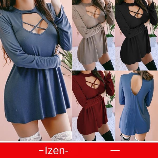 

женское дизайнерское платье с длинным рукавом v-образным вырезом крестом без спинки, Black;gray