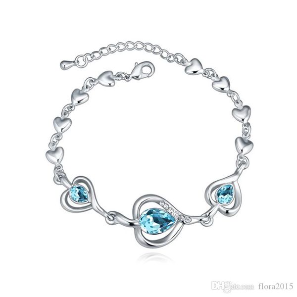 

wedding jewelry bracelet made with austria crystal heart shape wrist hand jewellery accessories wholesale for women, Golden;silver