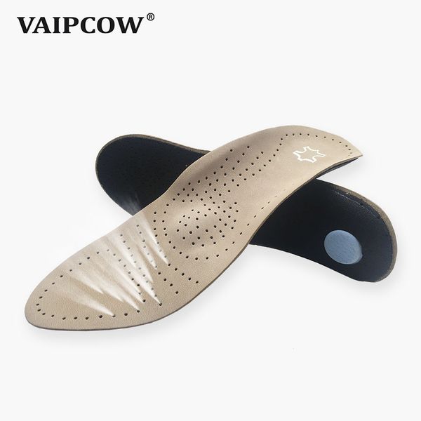 

vaipcow genuine leather ortcs insole for flat foot arch support 25mm orthopedic silicone insoles for men and women shoes, Black