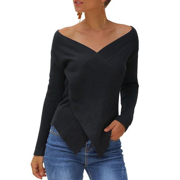 

women knit sweater round collar long sleeve pullover sweater casual travel shopping ty53, White;black