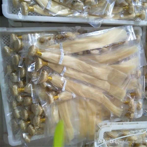 

bleach blonde color 613# human hair weft bundles brazilian hair extensions 50gr pc & 6pcs 12-28 inch option, Black