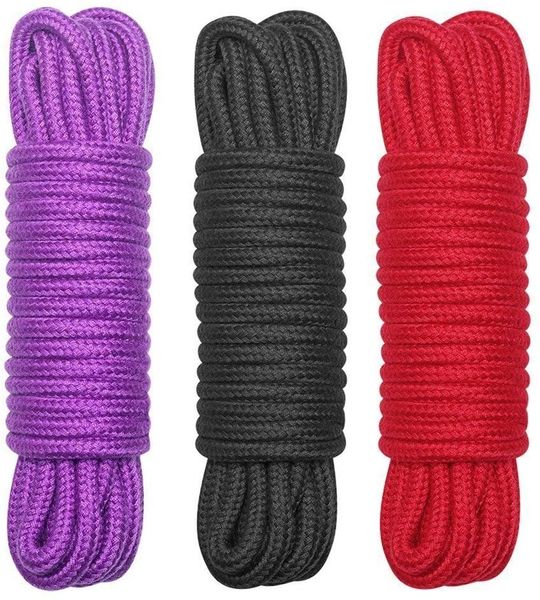 

toy massager bontime all-purpose soft cotton rope - 32 feet length 1/3-inch diameter (red black purple pack of 3)