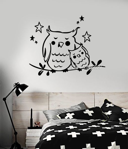 Owl Sleep Bird Animal Wall Stickers Decor Baby Kids Bedroom Wall Decals Diy Self Adhesive Wallpaper New Arrivals Mural Circle Wall Decals Circle Wall