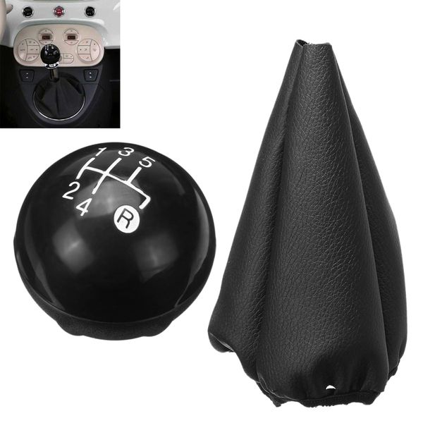 

5 speed car manual gear shift knob lever shifter leather gaiter dust boot cover for 500/500c 2007-2015
