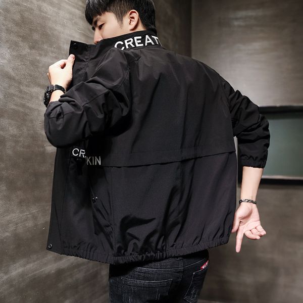 

2019 hip hop spring jackets men windbreaker patchwork autumn loose casual jacket male coats zipper tracksuit streetwear 4xl 5xl, Black;brown