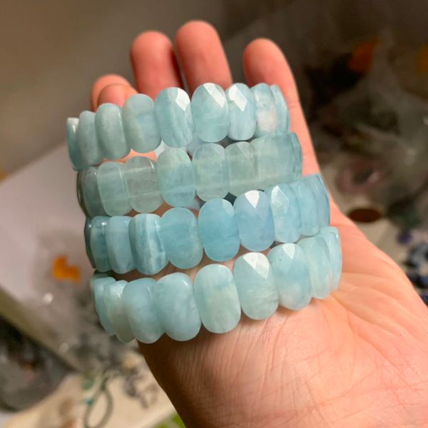

natural aquamarines stone bracelet natural energy stone bangle for woman wholesale, Golden;silver