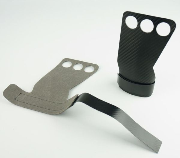 

1 pair gym carbon fiber grips weight lifting gloves for barbell pull up workout bodybuilding fitness