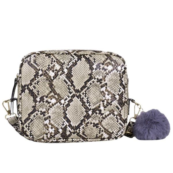 

serpentine leather small square bag fashion women messenger bag hairball phone hnadbags shoulder coin purse bolsa feminina