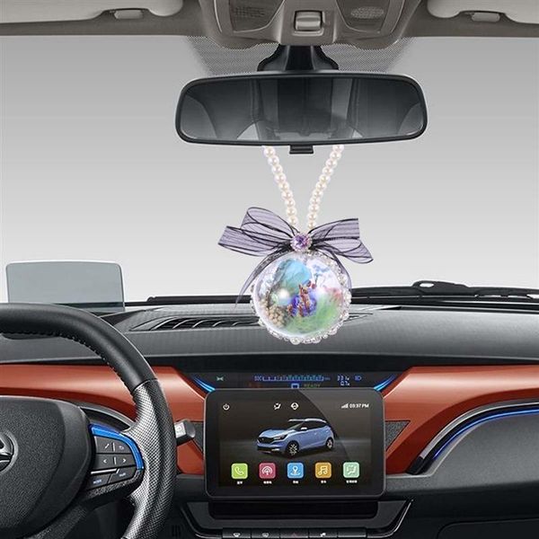 

1pc car accessories decorative handmade everlasting flower car hanging pendant preserved rose auto ornament for home backpack