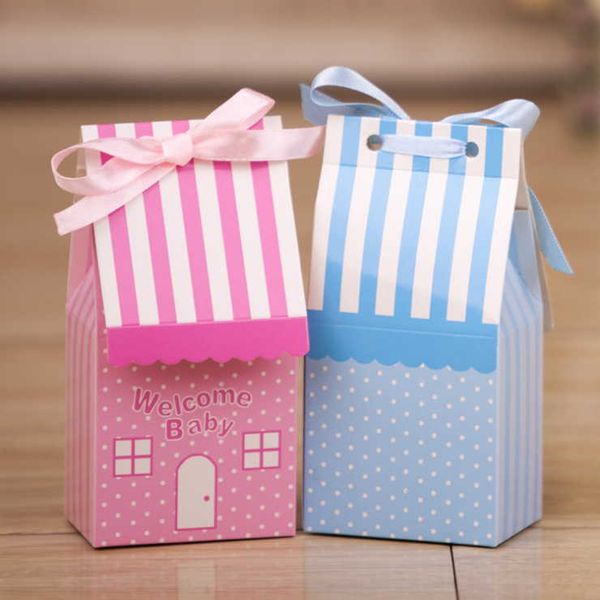 

100pcs/lot pink blue wedding candy box european candy box house tray